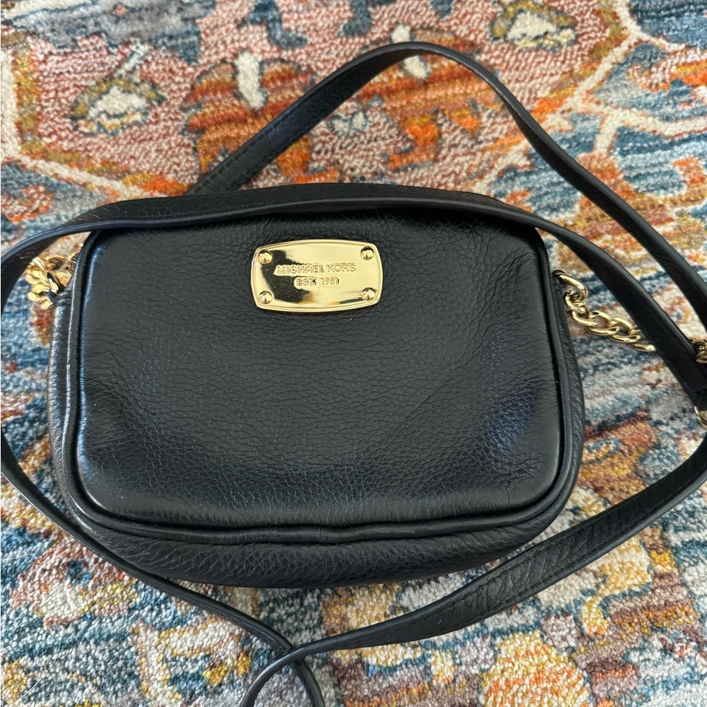 Michael Kors Black Leather Crossbody Bag